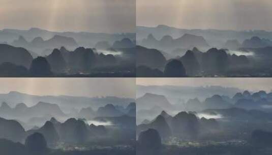 航拍广西桂林十万大山风光喀斯特地貌高清在线视频素材下载