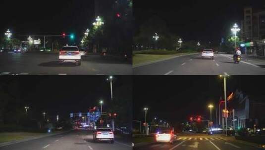 夜间开车行驶在城市道路夜晚深夜开车驾驶高清在线视频素材下载