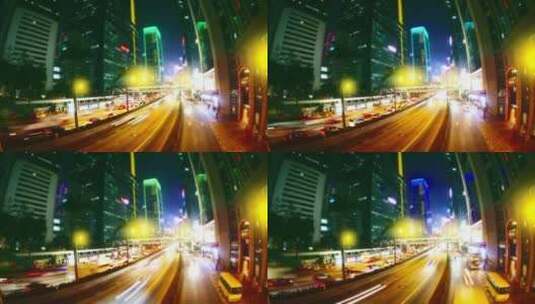 繁华的香港街道夜景高清在线视频素材下载