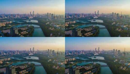 湖南长沙烈士公园夕阳航拍延时摄影高清在线视频素材下载