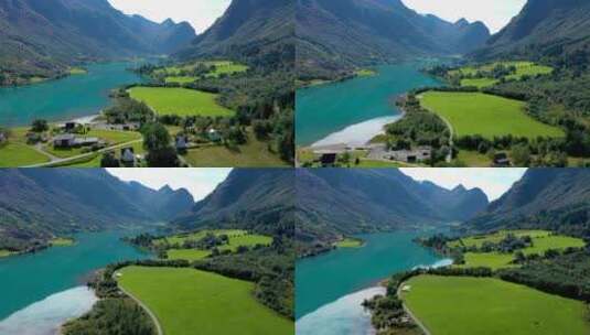 群山环绕的美丽湖泊高清在线视频素材下载