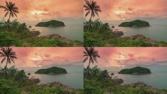 美丽的热带岛屿Ko Ma日落时分，位于泰国帕岸岛高清在线视频素材下载