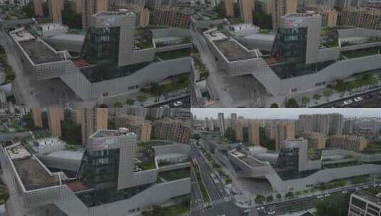 上海嘉定新城嘉定区地标建筑全景航拍高清在线视频素材下载