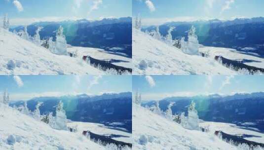 雪山上的单板滑雪高清在线视频素材下载