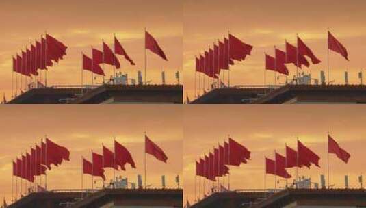 天安门红旗旗帜中国红高清在线视频素材下载