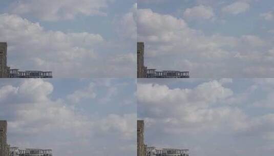 蓝天白云与高楼建筑高清在线视频素材下载