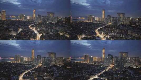 航拍厦门城市夜景高清在线视频素材下载