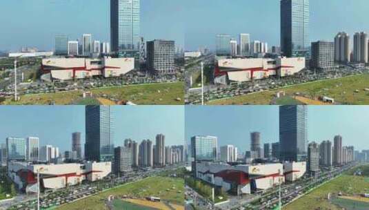 航拍武汉光谷商业地产大悦城购物中心街景高清在线视频素材下载