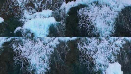 清澈的大海水海岸海浪拍打海洋潮汐浪潮浪花高清在线视频素材下载
