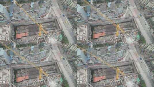 航拍重庆轨道六号线长生老街地铁站工地建设高清在线视频素材下载