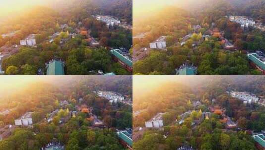 4K湖南大学岳麓书院秋天航拍高清在线视频素材下载
