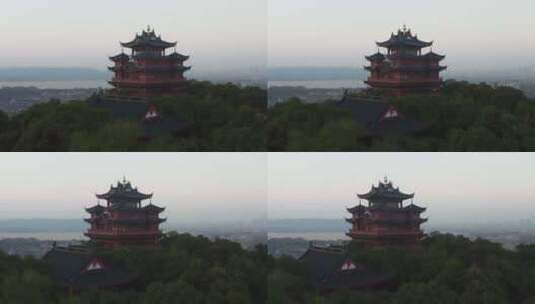 杭州吴山城隍阁航拍4K视频高清在线视频素材下载