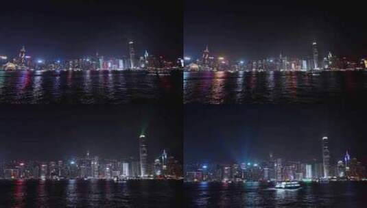 香港维多利亚湾夜景灯光秀高清在线视频素材下载