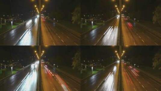 延时拍摄马路上车辆穿梭光影高清在线视频素材下载