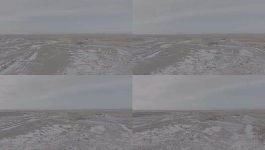 玉门关冬季雪景航拍高清在线视频素材下载