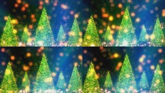 背景中的圣诞树和散景颗粒高清在线视频素材下载