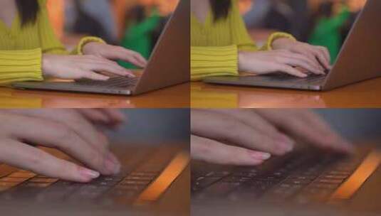 女士打字敲击键盘 使用电脑工作场景高清在线视频素材下载