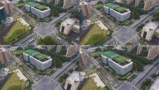 杭州上城区阿里体育中心航拍高清在线视频素材下载