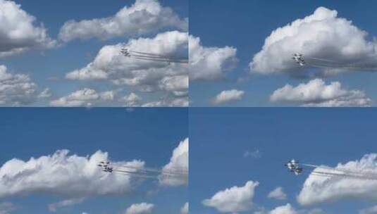 蓝天白云下飞机特技表演高清在线视频素材下载