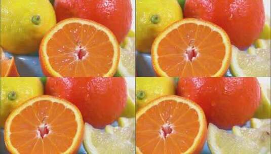 果盘中的水果-切开的橙高清在线视频素材下载