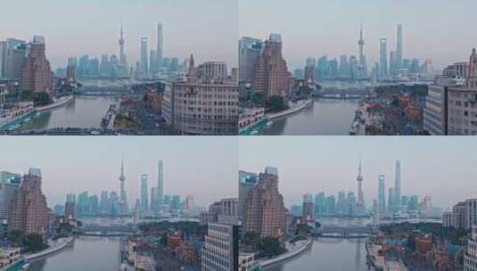 上海外滩陆家嘴航拍高清在线视频素材下载