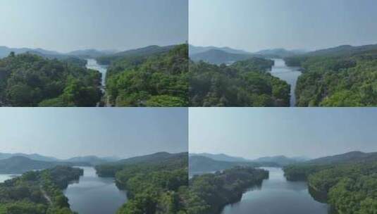 惠州市惠城红花湖景区航拍森林山川湖泊风景高清在线视频素材下载