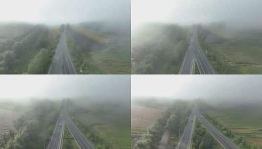 浓雾天气道路交通汽车行驶安全高清在线视频素材下载
