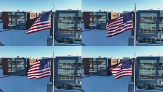 美国国旗的空中特写。明亮早晨阳光背景下的高清在线视频素材下载