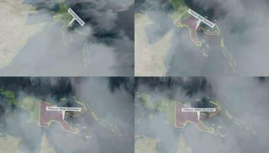 巴布亚新几内亚地图-云效应高清在线视频素材下载