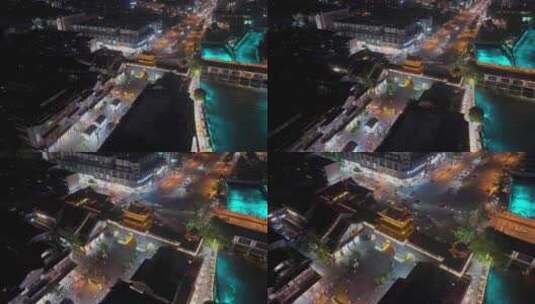 都江堰夜景航拍高清在线视频素材下载