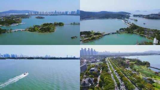 无锡 蠡湖 渤公岛 绿色生态 蠡园开发区高清在线视频素材下载