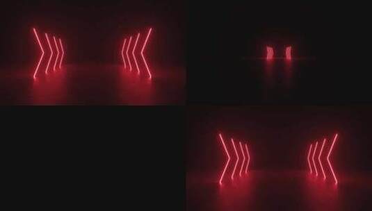 红色霓虹灯照亮黑暗的房间高清在线视频素材下载
