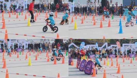 儿童运动会平衡车比赛高清在线视频素材下载