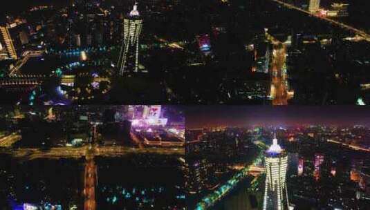 杭州西湖文化广场夜景延时高清在线视频素材下载