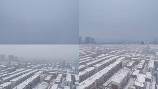 天空下摇城镇飘雪2高清在线视频素材下载