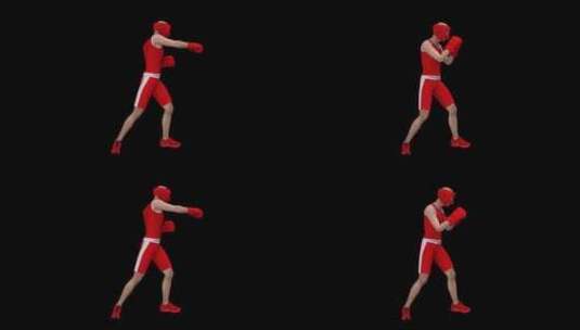 红色拳击连衣裙环包中的拳击手高清在线视频素材下载