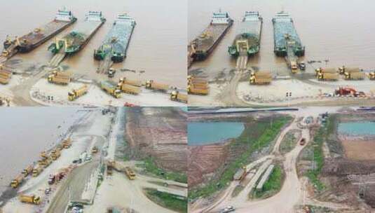 台州湾新区，海边堤坝，提升工程建设，航拍高清在线视频素材下载