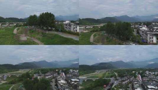 高山下的小镇彭州通济镇高清在线视频素材下载