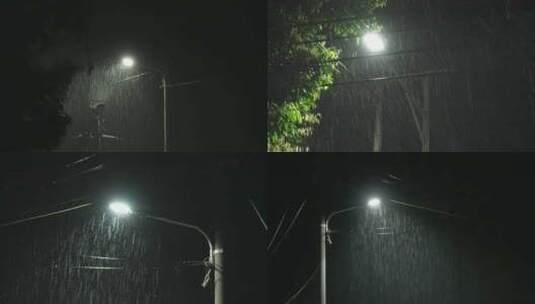 下雨 夜晚 雨 路灯高清在线视频素材下载