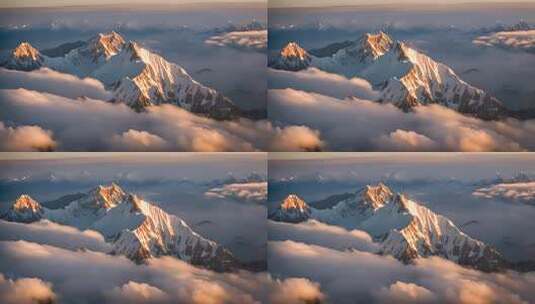 雪山云雾阳光山峰云海日出自然生态环境风景高清在线视频素材下载