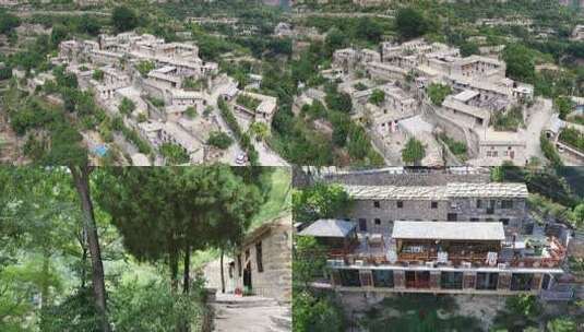 山西长治平顺岳家寨古村落悬崖上的乡村高清在线视频素材下载