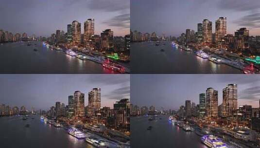上海黄浦江畔城市夜景高清在线视频素材下载