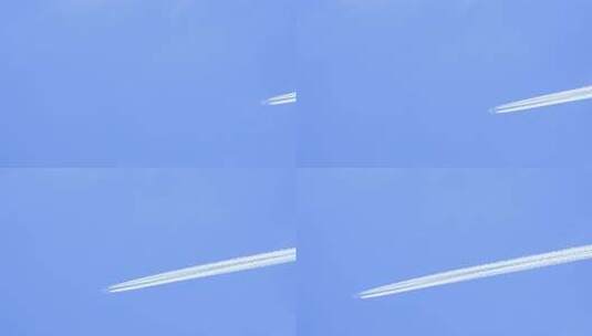飞机拉线蓝天上的飞机飞机划过天空高清在线视频素材下载