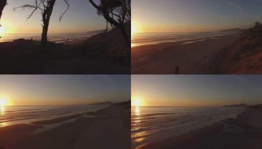 日落时俄勒冈海岸的航拍高清在线视频素材下载