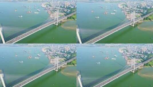 海南省儋州洋浦大桥自贸港桥梁工程航拍高清在线视频素材下载