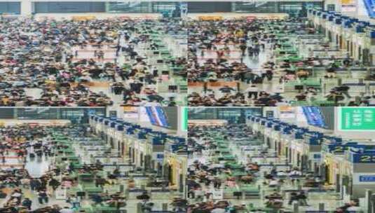 京沪高铁上海虹桥站候车室流动的人群高清在线视频素材下载
