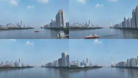 广州市航拍珠江新城广州塔城市建筑风光高清在线视频素材下载
