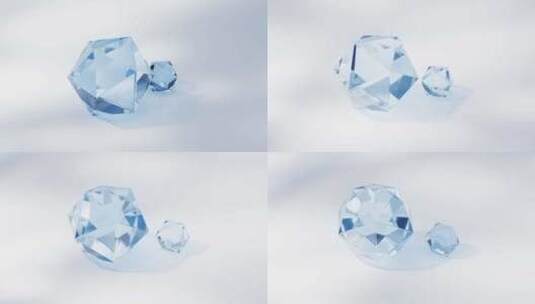 透明玻璃宝石与光影3D渲染高清在线视频素材下载