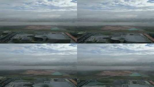 航拍厦门环东海域晨雾缭绕高清在线视频素材下载