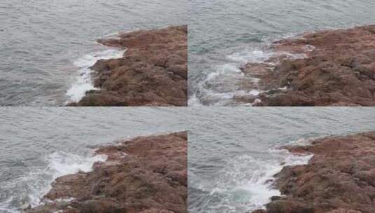 深圳海岸线-大梅沙礁石风起浪涌高清在线视频素材下载